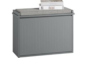‎SOBUY SoBuy Schuhschrank Schuhbank mit Sitzfläche, Schuhregal mit Stauraum, Klappe, Sitzkissen, bis 150 kg belastbar, für Flur, Wohnzimmer, 62x46x26 cm, Hellgrau FSR98-HG