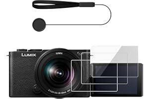 VOVMOEYA 3 osłony ekranu do aparatu Panasonic Lumix S9 z 1 z 1 smyczą do osłony obiektywu i narzędziami montażowymi, folia ze szkła hartowanego DC-S9, 0,25 mm, 9H