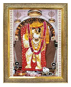 Koshtak Mehandipur Balaji/Hanuman ji with ram sita Written on Sides Photo Frame for Wall Hanging/Gift/Temple/puja Room/Home Decor Golden Frame with Unbreakable Acrylic Glass for Worship