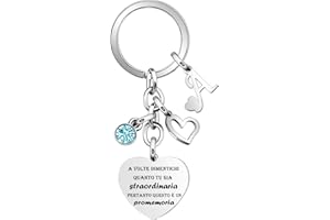 Krifton Regalo iniziale ispiratore del portachiavi,Argento Cuore Pendente ciondolo 26 Lettera A-Z Portachiavi Per Figlia Figlio Sorelle Amici Mamma promemoria Accessori