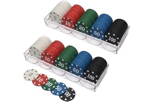 LHTHT Poker Chips,Denomination Poker Chips Set,Plastic Learning Counters Disks and Learning Math Counting Chips,Game Night Party Supplies (200)