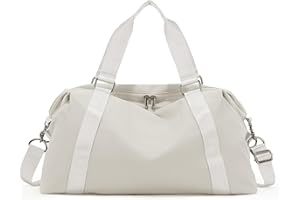 BOXSAM Reisetasche Damen, Sporttasche Handgepäck Tasche Weekender Bag Mit Trolleyhülle, Wasserdicht Travel Bag Duffle Bag Fitnesstasche Trainingstasche Frauen Kliniktasche für Reise Gym,Beige