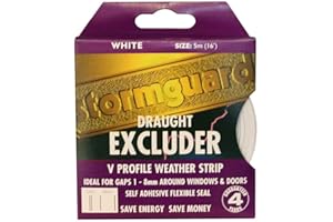 Stormguard V-Seal White 5M Draught excluder Weather Proofing Seal self Adhesive Gap Filler Stormguard