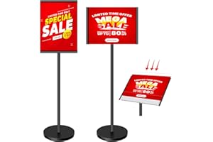 VAIIGO DIN A3 Plakatständer, Höhenverstellbar Infoständer, Schwerlast-Aufsteller, Präsentationsständer für Horizontal & Vertikal, Werbeaufsteller für Büro & Shop, Kundenstopper (A3, Schwarz)