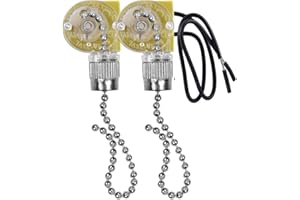 Yuemsh Interrupteur de LumièRe de Ventilateur de Plafond ZE-109 Interrupteur de LumièRe à Deux Fils avec Cordons de Traction pour Ventilateurs de Plafonnier Lampes 2Pcs Argent