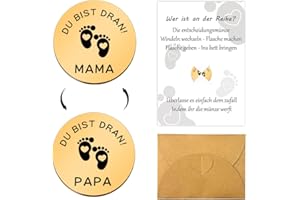 AUGESAK Entscheidungsmünze Papa Mama, Geschenke Zur Geburt, Neue Eltern Geschenk Geburt, Geschenk für Werdende Mutter Werdender Papa, Schwangerschaftsgeschenk, Taufgeschenke für Mädchen Jungen Baby (Gold)