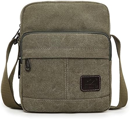 EssVita Men's Retro Canvas Messenger Bag Outdoor Sports Shoulder Bags Crossbody Satchel Bag for Travel Hiking Daypack