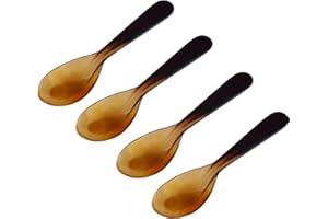 Cucchiaio in Corno di Bufalo Mythrojan, grande con finitura lucida, cucchiaio da cena, cucchiaio da servizio, cucchiaio per mescolare cocktail, cucchiaio artigianale naturale - Confezione da 4