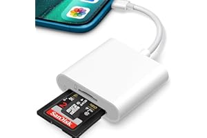 CLOMNPE Czytnik kart SD do iPhone'a, iPada, czytnika kart SD iPhone, czytnik kart SD iPhone 2 w 1 z podwójnym gniazdem do Micro SD/SD, aparatu na karty pamięci, czytnik kart pamięci, adapter kart pamięci,