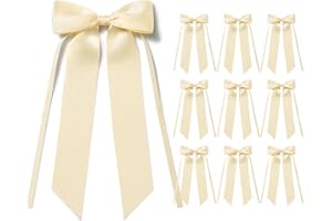 MORSUNBELA Schleifen Beige Geschenkschleifen Deko Hochzeite Tortendeko Schleife Feine Creme Geschenkschleife für Geburtstag Weihnachten Girlande Kommunion,10 Stück,Beige Creme