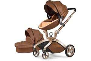 Hot Mom Poussette combinée classique ensemble 3 en 1/2 en 1, cadre en aluminium/pneus en caoutchouc complet modèle F22 poussette pour bébé, style 2024 (sans siège auto en treillis)
