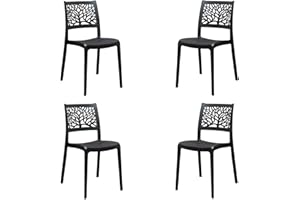 LIBEROSHOPPING.eu - LA TUA CASA IN UN CLIK Chaises empilables d'extérieur ou d'intérieur en polypropylène au Design Moderne London Tree (Anthracite, 4)