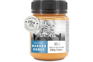 Steens Miele di Manuka - MGO 85+ - Miele Manuka Multiflorale grezzo 100% certificato - Invasettato e sigillato in Nuova Zelanda - Manuka Honey - 340 g