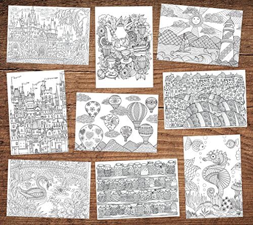 12 Mixed Adult Colouring Blank Greeting/Birthdays Cards