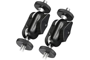 HSU Double Ball Head Adapter, Magic Arm with 1/4" Screw for DSLR Camera, LCD Monitor, Video Light (2 Pack)