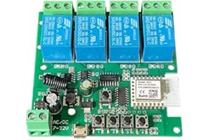 MHCOZY 4 Kanal 12V ZigBee Relais Schalter,selbstsicherndes inching Interlock Smart Timer Schalter Modul,funktioniert mit Alexa Google Home Tuya Zigbee Hub