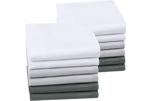 HOULIFE Homme Femme Mouchoirs Tissu Uni en Pur Coton Peigné Classique pour Usage Quotidien Mariage Lot de 6/9/12 Pièces 40x40cm