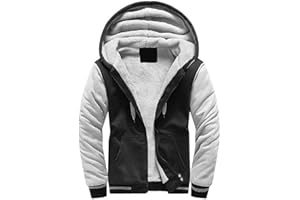 VSUSN Uomo Felpa con Cappuccio Manica Lunga Felpe con Cappuccio Vello Foderato Hoodies con Cerniera Cappotto Giacca Inverno Caldo