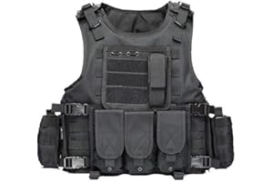 Viktion Gilet Tactique Militaire Armée Airsoft equipement Gilet de Combat Veste Extérieure pour Airsoft Jeu CS Militaire Cosplay armée Jungle Adventure