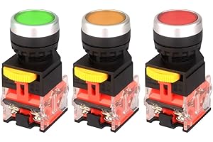 Gebildet 3pcs 22mm 10A 12V-24V-48V-110V-230V-380V 1NO 1NC DPST Commutatore a Pulsante Momentaneo Interruttori a Pulsante LA38-11BN(Rosso/Giallo/Verde)