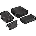NextPacker 4 Pack Ultralight Compression Packing Organizer with Accessory Pouch & Shoe Bag, YKK Double Sided Zipper Travel Cubes Set for Backpack & Suitcase(G4, Black)