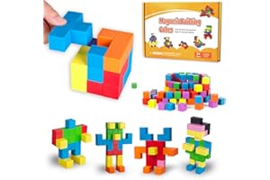 ROUSKY 48 ayudas de enseñanza matemáticas, Cubos magnéticos hexaédricos, Bloques magnéticos, Pensamiento Espacial, Bloques de construcción magnéticos para niños