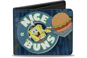 SpongeBob SquarePants Męski portfel Buckle-down PU Bifold – Spongebob Nice Buns portfel, wielokolorowy, 4,0 x 3,5 US, wielokolorowa, jeden rozmiar