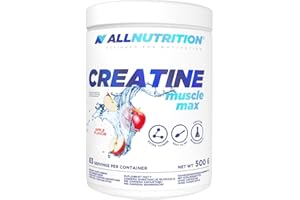 ALLNUTRITION Creatine Muscle Max Kreatyna w Proszku - Monohydrat Kreatyny z Tauryną - Suplement Diety dla Sportowców - Zwiększa Wydolność - Bez Dodatku Cukru - 500g - Jabłko