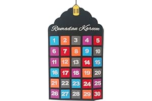 LEMBRD Ramadan Kalender Filz Eid Mubarak Hängen Countdown Kalender 2023 Ramadan Adventskalender Mit Taschen Für Kinder, Eid Geschenke Ramadan Dekorationen Partyzubehör