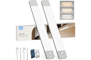 LROLTEF LED Lampe Cuisine Meuble avec Detecteur de Mouvement - 40cm 2200mAh 3000K 4000K 6500K Dimmable & Rechargeable Lumières para Placard Cuisine, Escalier, Le Couloir, Chambre | 2 Piezas