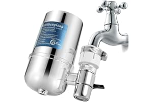 SLICKBOX Filtre à Eau du Robinet, 8 Couches de Purification au Charbon et Céramique, Enlève Impuretés, Chlore, Eau de Javel, vers, Installation Facile - S’adapte sur Tous Les Robinets Standards