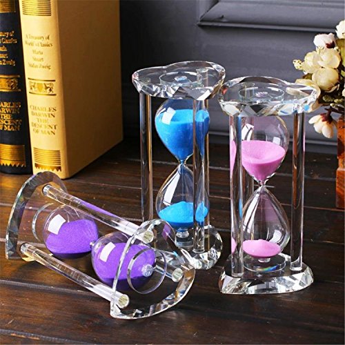Elegante Sanduhr 15 Minuten Herz Kristall Kreative Sand Timer Sand Uhr für Küche, Büro, Schule oder Geschenk Dekorative – Fertig mit Echt Strand Blau Sand - 4
