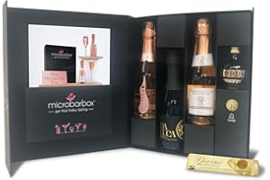 MicroBarBox Pink Prosecco Gift Set in a Premium Luxury Gift Box | Prosecco Gifts for Women | Features Bottega, Galanti, Da Luca Prosecco & Chambord Black Raspberry Liqueur plus Chocolate Bar
