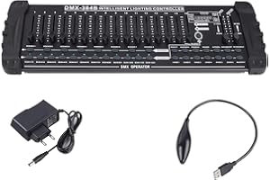 GDJRTTK DMX Controller, 384 Kanal Nebel DMX Beleuchtung MIDI Steuerung, Lichtmischpult, DMX Konsole für DJ Lichter, Party Lichtshows, Disco, Pub, Nachtclub, Bars und Moving Heads (schwarz)