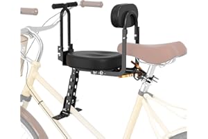 YouTeMei Kids Bike Seat, Front Mounted Bike Seat for Adult Bike,Safety Carrier with Cushion Armrest for Kids, Back Rest Foot Pedals,for 1-6 years Old