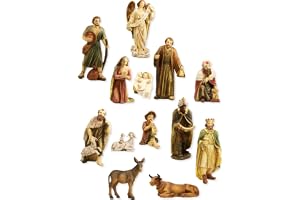 FADEDA 13 x krubbfigurer/höjd: 10 cm/handmålad/detaljerade krubbfigurer – julbord, dekoration, krubbtillbehör