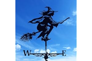 NZWBSHSSP Girouette en métal noire en forme de sorcière 75 x 40 cm, indicateur de direction du vent pour décoration de jardin, toit, extérieur, girouette, décoration de cour