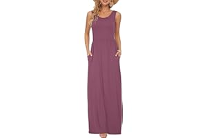 AUSELILY Summer Dresses for Women Casual Sleeveless Ladies Maxi Dress Long with Pockets