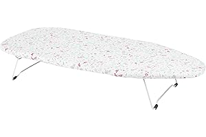 Kleeneze KL062291RBYEU Mini Petite Table Planche à Repasser, Table Repassage Voyage, 73 x 31 cm, Peu Encombrante et Idéale pour Appartements & Caravanes, Jambes Facilement Pliables, Motif de Ruby