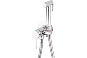 VALAZ Kit Douchette WC | Robinet Bidet, Douche hygiénique, Mélangeur Eau Froide et Chaude, Pas de Fuites, Installation Facile et Rapide | Laiton, Inoxydable, Rond, Série Guadiana (Chromé)