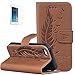 Produktbild Apple iphone5/5s/SE Flip Case mit Schutzfolie,Leder Flip PU Bookstyle Cover Wasserdicht Shockproof Anti Slip Protection Leathercase,Print Muster Pattern Wallet Tasche mit Intern Karte Schlitz,Anti-Sturz Stoßfest Abdeckung Entwurf Stoßdämpfend Triangle Hemming Schutzhülle,Magnetic Closure mit Standfunktion Brieftasche für Apple iphone 5/5s/SE 4.0Zoll-[feder braun]+Panzerglas/Schutzfolie/Displayschutzfolie