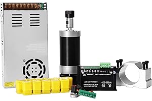CNC-bürstenlose Spindel 500W, Yofuly ER16 Hochgeschwindigkeits-luftgekühlter bürstenloser Spindelmotor + bürstenloser DC-Motorcontroller + 48-V-Gleichstrom + 55-mm-Klemme + ER16 Spannzangensatz