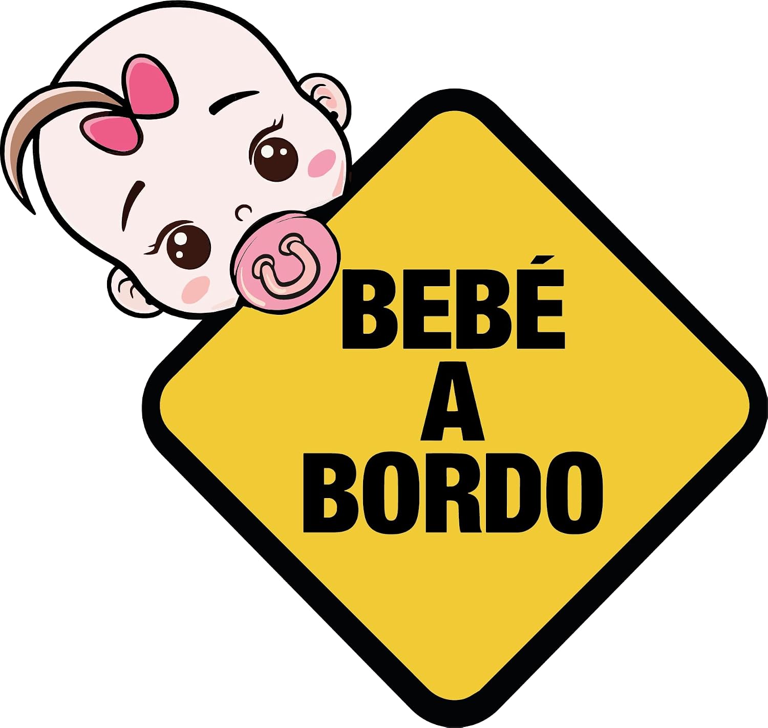 Pegatina Bebé a Bordo para Coche, Adhesivo Vinilo Amarillo con Diseño de Bebé, 15 x 15 cm, Fácil Aplicación para Coche, Camión, Furgoneta