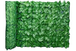 REOVE Artificial Ivy Privacy Fence, Green Plastic Leaf Fence Panels Artificial Leaf Screen Hedge Privacy Fence Roll Wall Landscaping for Outdoor Decor, Garden