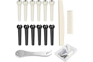 WEIBANG Acoustic Guitar Bridge Pins Pegs-6pcs with 1pc Bridge Pin Puller Remover (Black+Ivory)