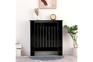 Homemade Deisgn FurnitureHMD High Gloss Black Radiator Cover Vertical Slatted Decorative Cabinet for Bedroom,Living Room,Hallway,Kitchen (Small: W78xD19xH82CM)