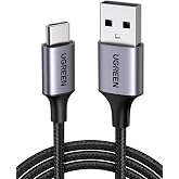 UGREEN 2.0 A USB-A & USB-C &Ouml;rg&uuml;l&uuml; Şarj ve Data Kablosu, 25 Santimetre, Siyah, 60124