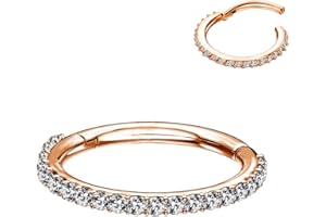 OUFER da Naso per setto nasale in Acciaio Inox 316L con Chiusura a Cerniera in Zirconia cubica Trasparente per cartilagine elica Trago daith