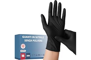 STONE&STONE S&S-Medical Guanti in Nitrile Neri Senza Polvere monouso Resistenti Ipoallergenici Senza Lattice Dispositivo Medico | Uso Professionale Alimentare Medic Alimentare Tatuatori Chef | S M L XL (200, M)