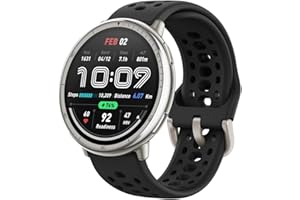 Amazfit Active 2 Smartwatch 44 mm, GPS z mapami i nawigacją, monitor aktywności, 10 dni pracy baterii, monitor snu, 160+ trybów sportowych, wodoodporny, dla Androida i iPhone’a, czarny silikon